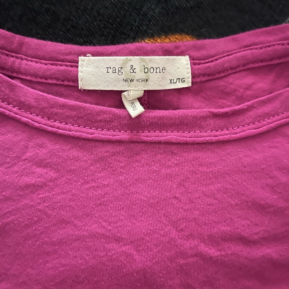 Rag & Bone Pima cotton magenta cropped muscle tee